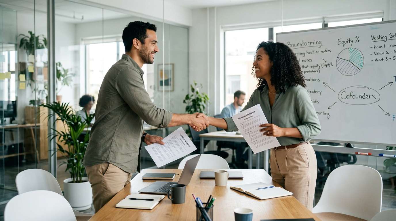 How to split equity between cofounders: two founders dividing shares